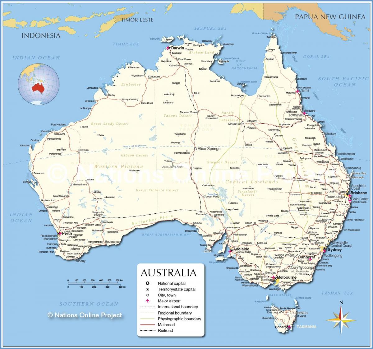 Grande mapa da Austrália