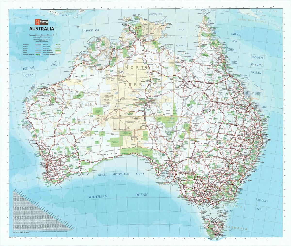 Mapa das montanhas na Austrália