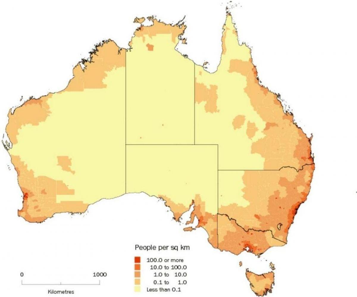 Mapa de densidade da Austrália