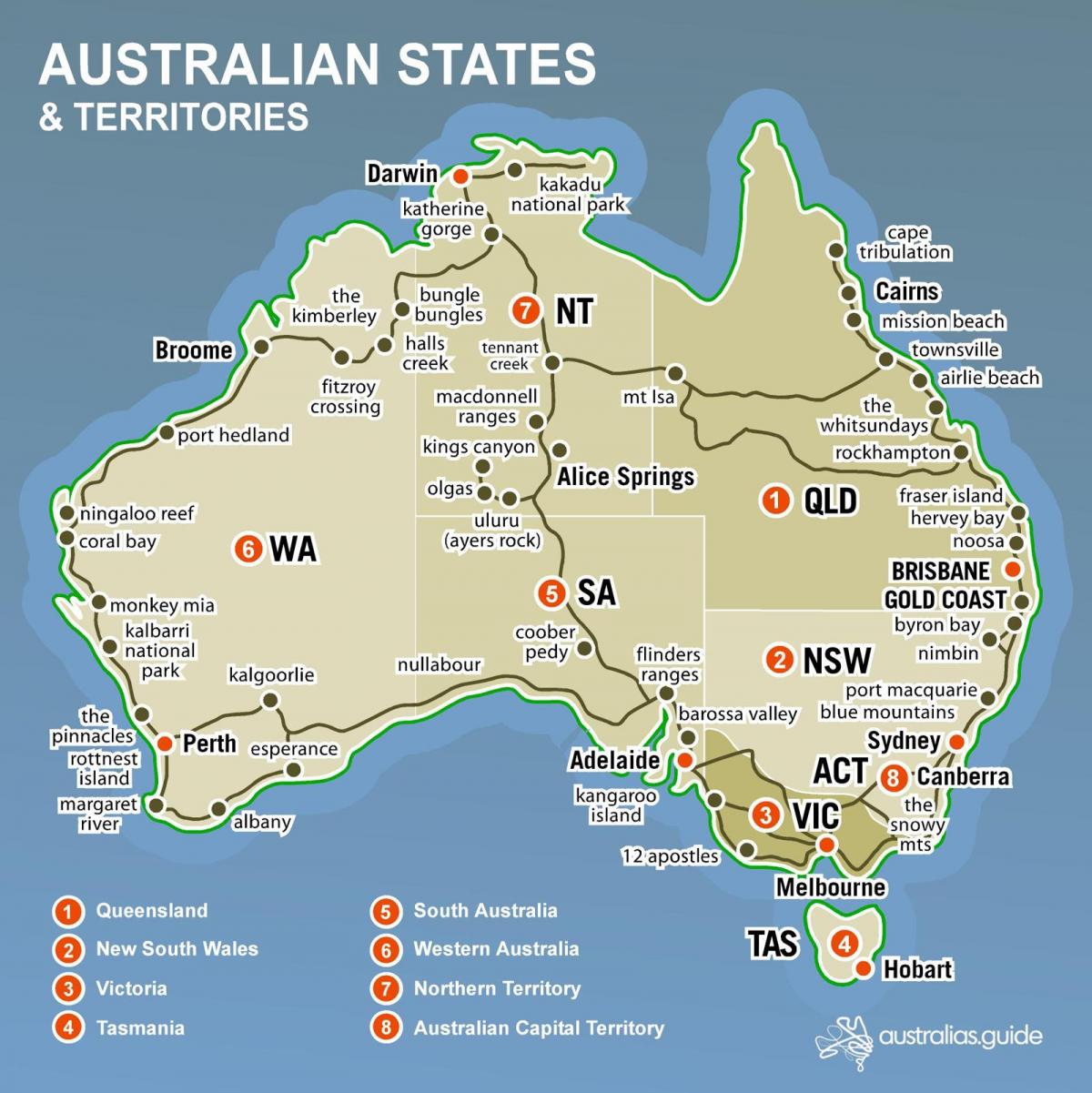 Mapa do estado da Austrália