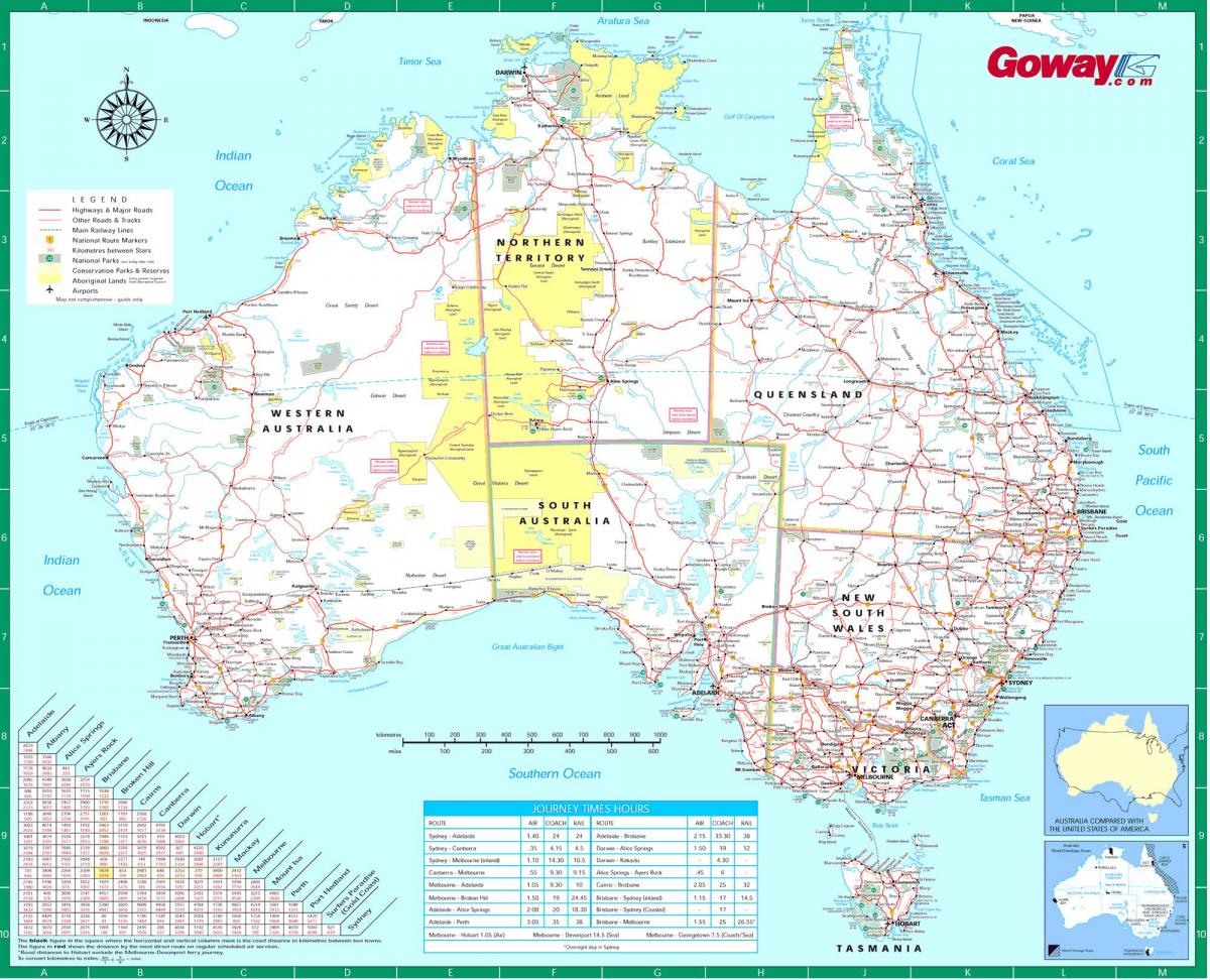 Mapa de condução da Austrália