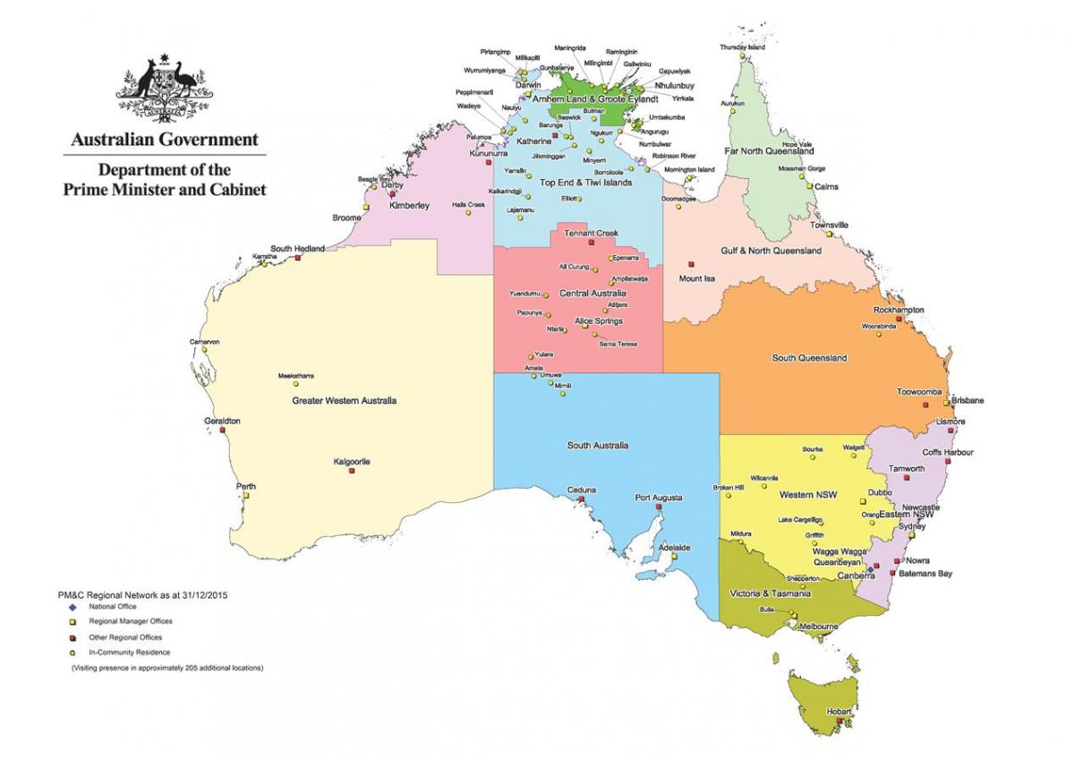 Mapa das zonas da Austrália