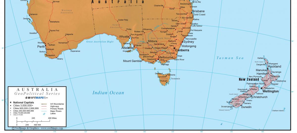 Mapa ao Sul da Austrália